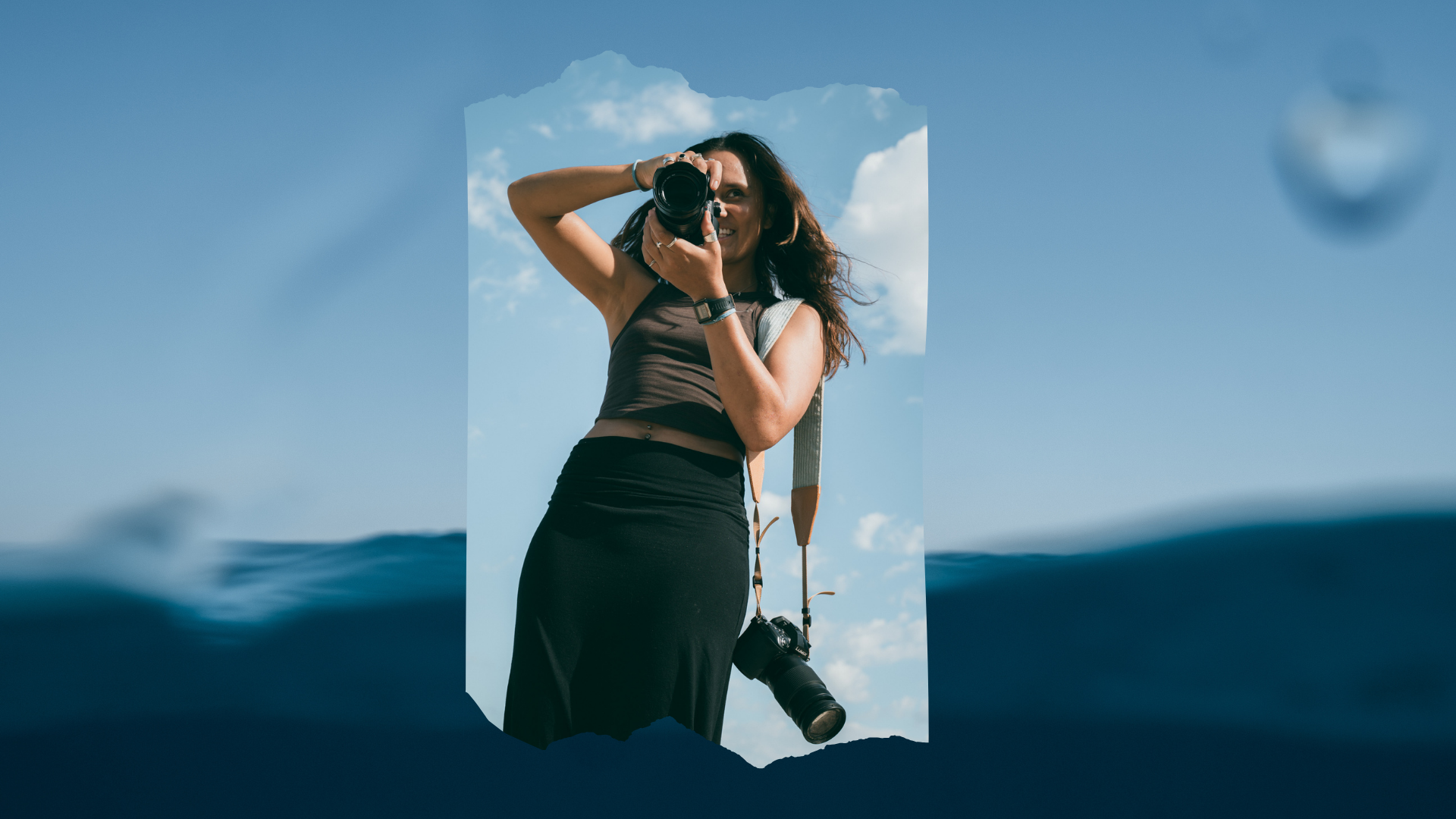 Hannah photographing blue sky